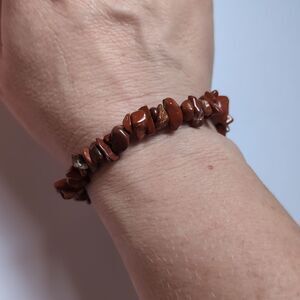 439 Natural Red Jasper Beaded Stretch Bracelet‎